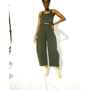 Ilana Kohn BLACK ABE TERRY PANT Oversized Fit in Olive Green  Size XL